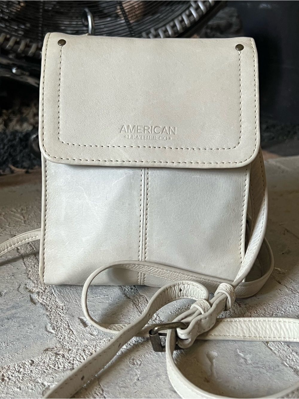 American Leather Co Kansas Stone Smooth Leather Foldover Crossbody Bag